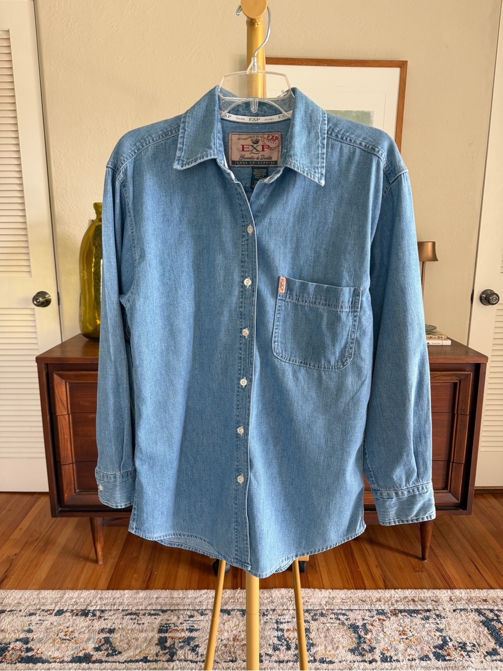 Vintage Express Denim Button-Down Shirt – Women’s Small